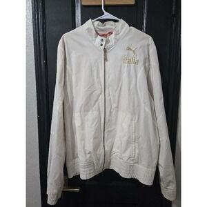Puma Italia Jacket Men's XXL White Gold Logo Full Zip Italy Soccer Track Jacket